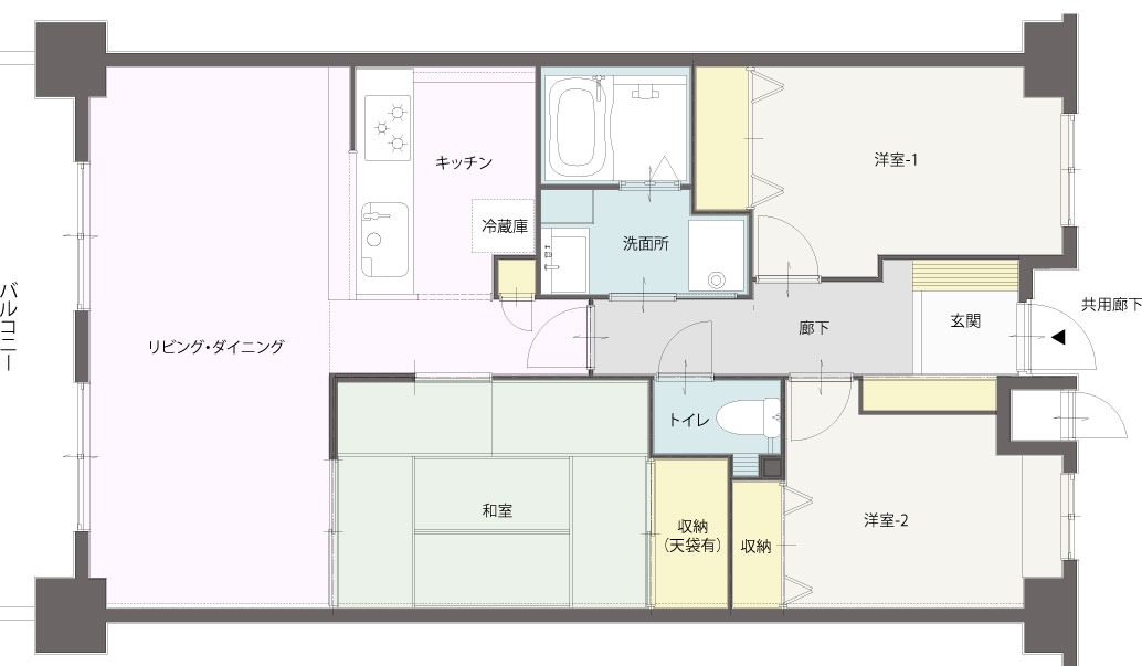 「家事をしながら見守れるリビング学習リフォーム」施工前の間取り図